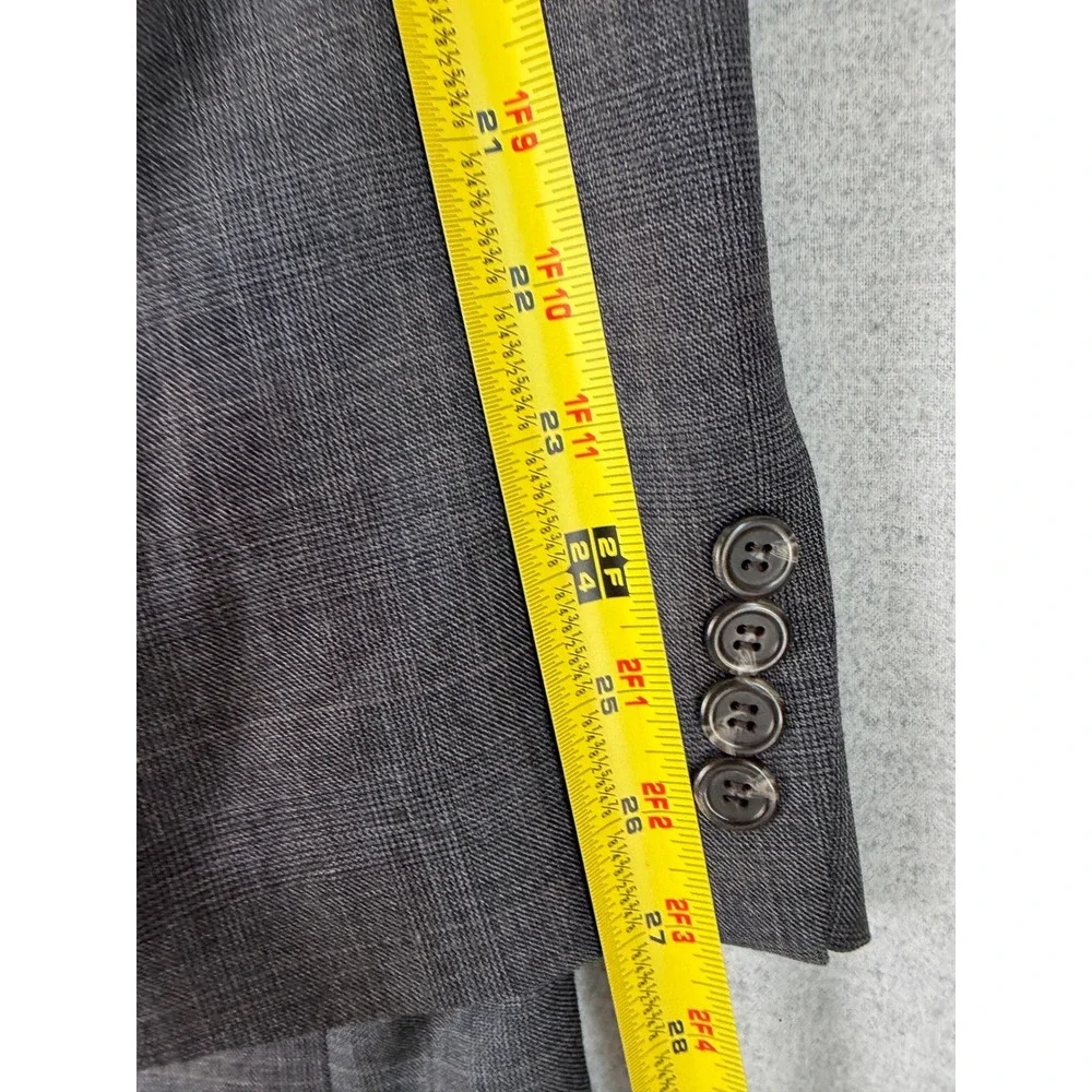 Ralph Lauren Mens 48L Grey Glen Check‎ Wool Blazer Sport Coat Jacket